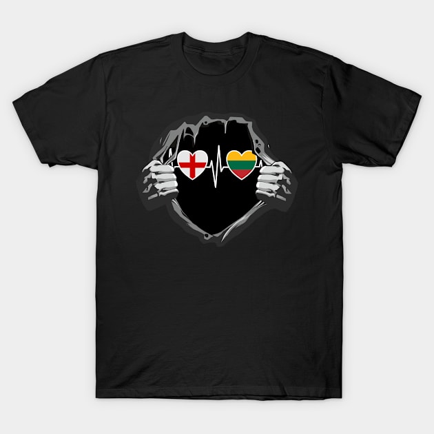 England And Lithuania Lithuanian Flag Flags T-Shirt by Anfrato